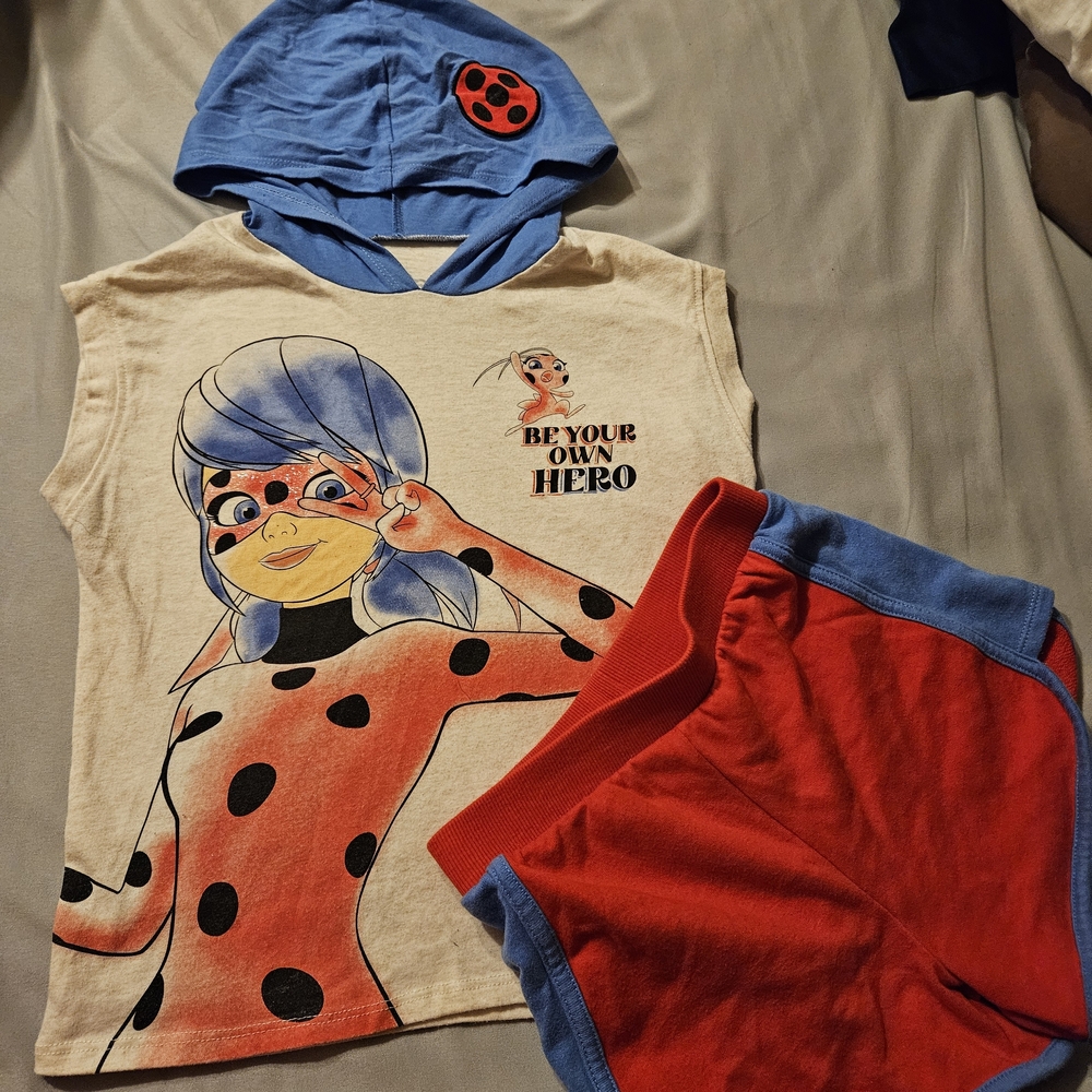 Kids Superhero Ladybug Set in Blue and Red